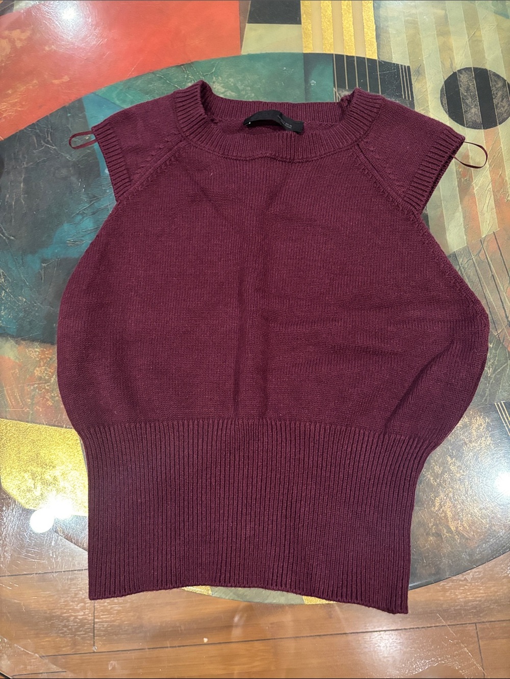 Zara Burgundy Sleeveless Knit Top